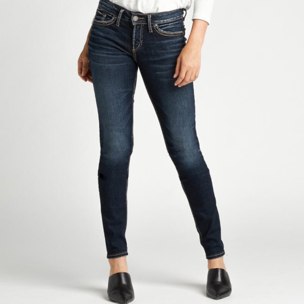 Silver Suki Mid Skinny 27/31 Dark Wash Indigo - Picture 14 of 15